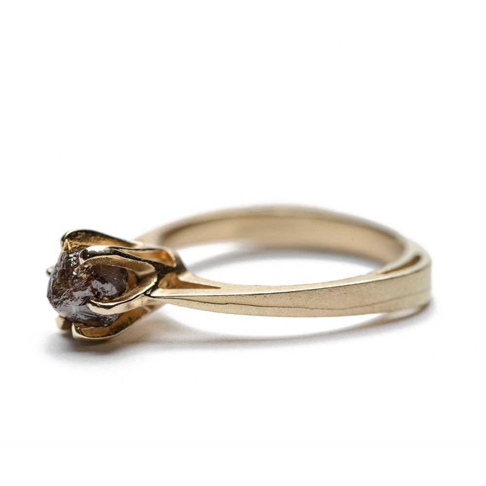 Rough Octahedron Diamond Ring - Black Knight